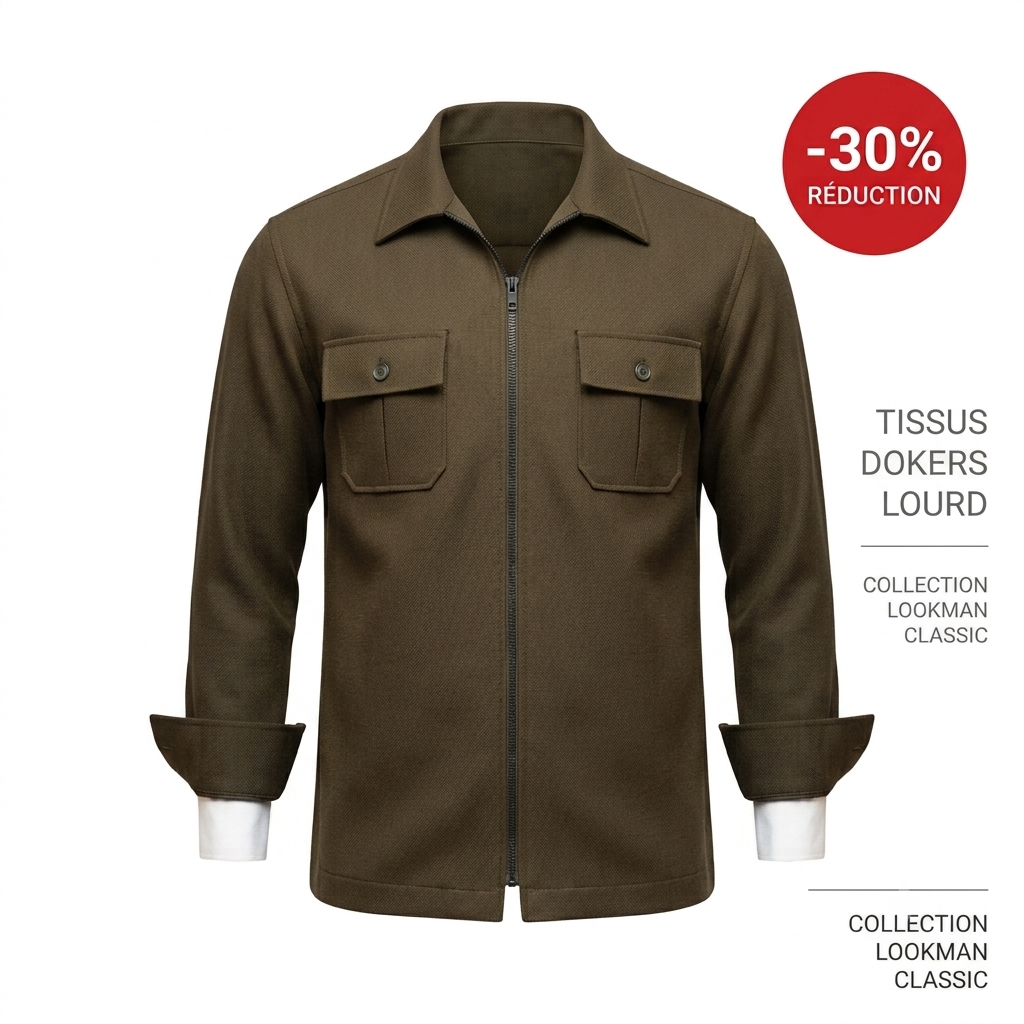 -30% Surchemise Marron Lookman Classic en Tissu Dokers Lourd