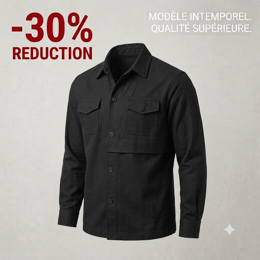 SURCHEMISE NOIRE LOOKMAN CLASSIC – L’ÉLÉGANCE À L’ÉTAT PUR