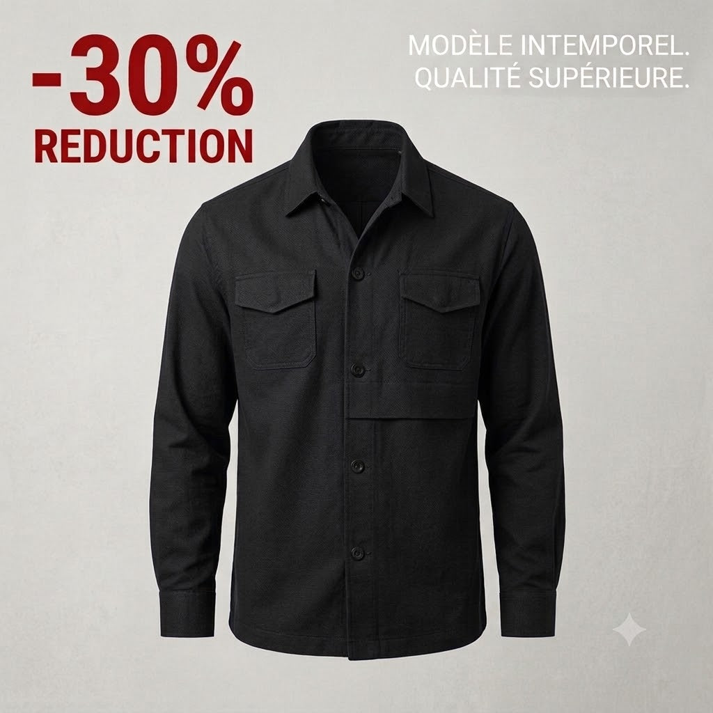 SURCHEMISE NOIRE LOOKMAN CLASSIC – L’ÉLÉGANCE À L’ÉTAT PUR