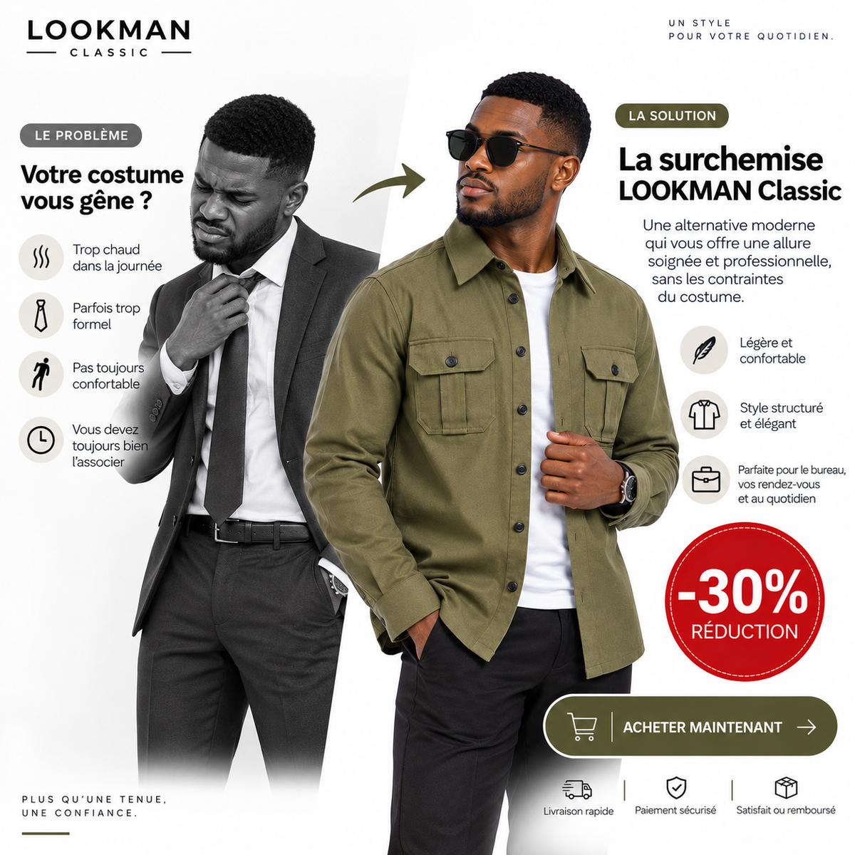 Surchemise LOOKMAN Classic — L’élégance qui transforme votre tenue -30%