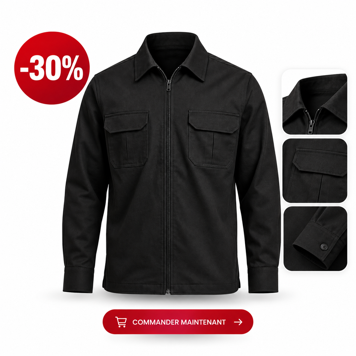 🖤 Surchemise Noire Lookman Classic — Élégance & Caractère | -30% 🔥