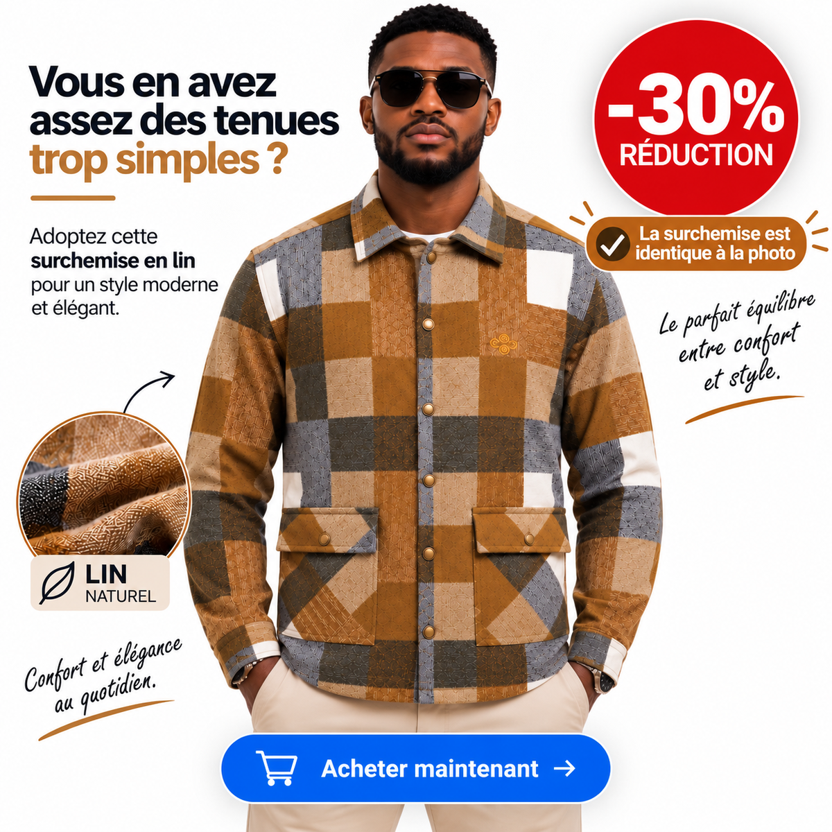 🟤 Lookman Classic | Surchemise en Lin Premium | -30% 🔥